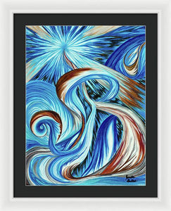 Blue Energy Burst - Framed Print