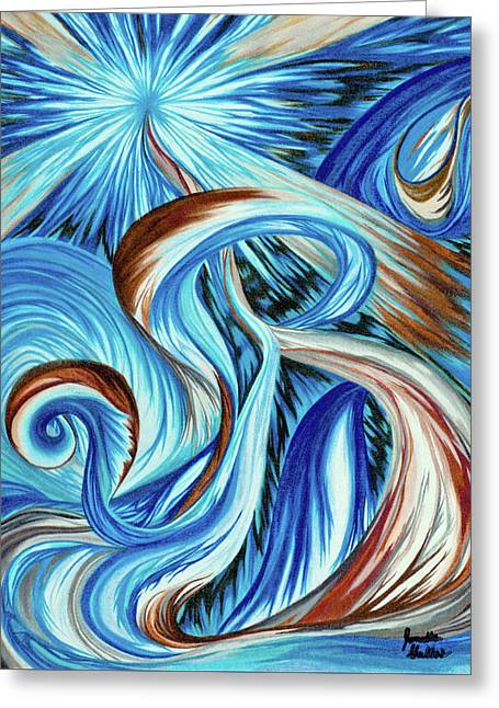 Blue Energy Burst - Greeting Card