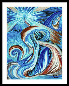 Blue Energy Burst - Framed Print