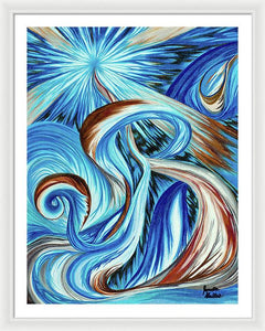 Blue Energy Burst - Framed Print