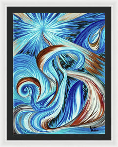 Blue Energy Burst - Framed Print