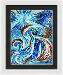 Blue Energy Burst - Framed Print