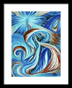 Blue Energy Burst - Framed Print