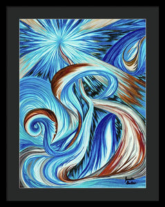 Blue Energy Burst - Framed Print