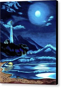 Lighthouse Moonlit Sky - Canvas Print