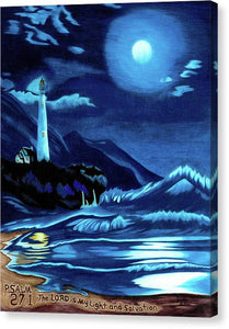 Lighthouse Moonlit Sky - Canvas Print