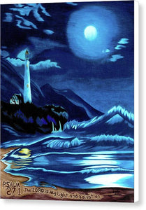 Lighthouse Moonlit Sky - Canvas Print