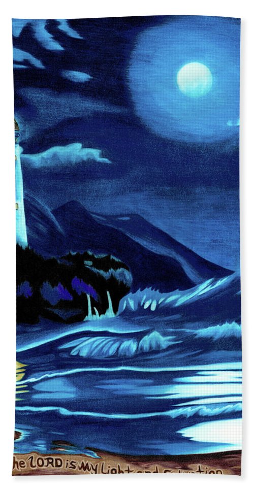 Lighthouse Moonlit Sky - Beach Towel