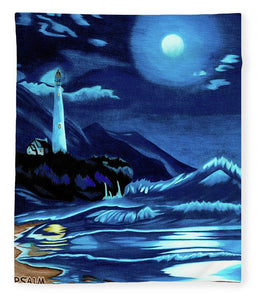 Lighthouse Moonlit Sky - Blanket