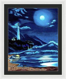 Lighthouse Moonlit Sky - Framed Print