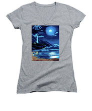 Load image into Gallery viewer, Lighthouse Moonlit Sky - Women's V-Neck
