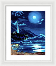 Load image into Gallery viewer, Lighthouse Moonlit Sky - Framed Print
