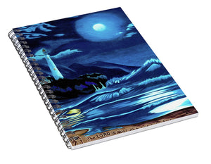 Lighthouse Moonlit Sky - Spiral Notebook