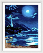 Load image into Gallery viewer, Lighthouse Moonlit Sky - Framed Print
