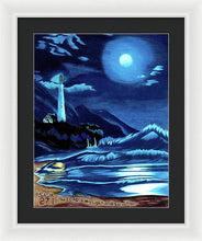 Load image into Gallery viewer, Lighthouse Moonlit Sky - Framed Print
