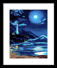 Load image into Gallery viewer, Lighthouse Moonlit Sky - Framed Print
