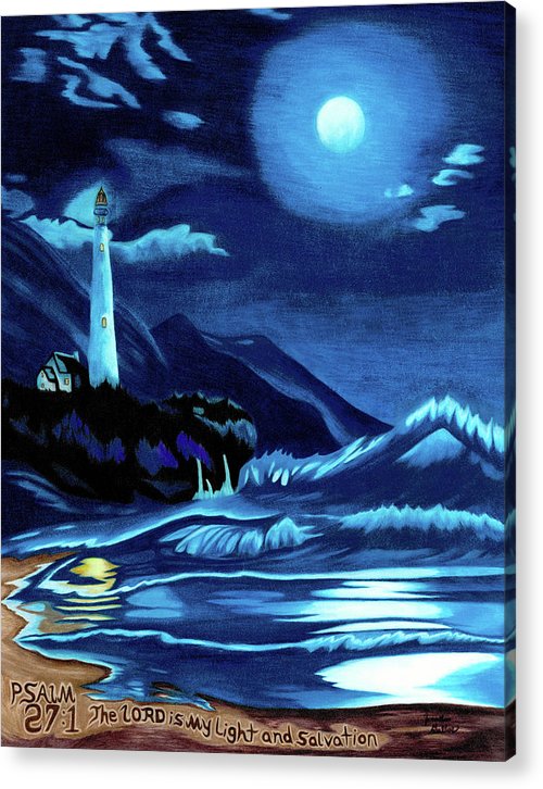 Lighthouse Moonlit Sky - Acrylic Print