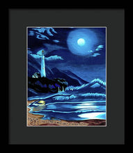 Load image into Gallery viewer, Lighthouse Moonlit Sky - Framed Print
