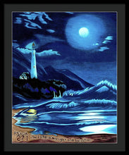 Load image into Gallery viewer, Lighthouse Moonlit Sky - Framed Print
