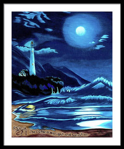 Lighthouse Moonlit Sky - Framed Print