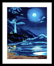 Load image into Gallery viewer, Lighthouse Moonlit Sky - Framed Print
