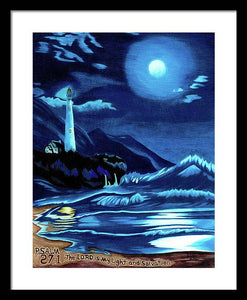 Lighthouse Moonlit Sky - Framed Print