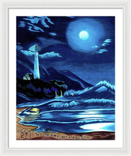 Load image into Gallery viewer, Lighthouse Moonlit Sky - Framed Print
