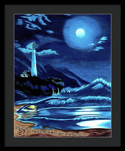 Lighthouse Moonlit Sky - Framed Print