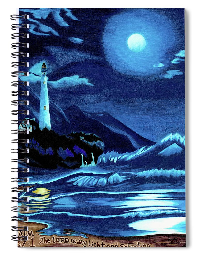 Lighthouse Moonlit Sky - Spiral Notebook