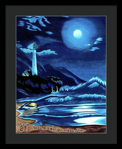 Lighthouse Moonlit Sky - Framed Print