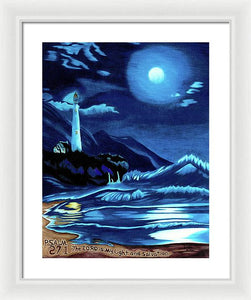 Lighthouse Moonlit Sky - Framed Print