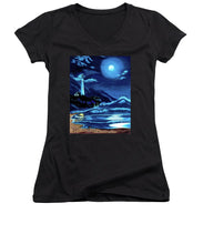 Load image into Gallery viewer, Lighthouse Moonlit Sky - Women's V-Neck
