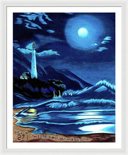 Load image into Gallery viewer, Lighthouse Moonlit Sky - Framed Print
