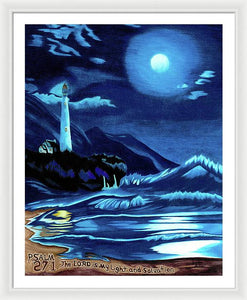 Lighthouse Moonlit Sky - Framed Print